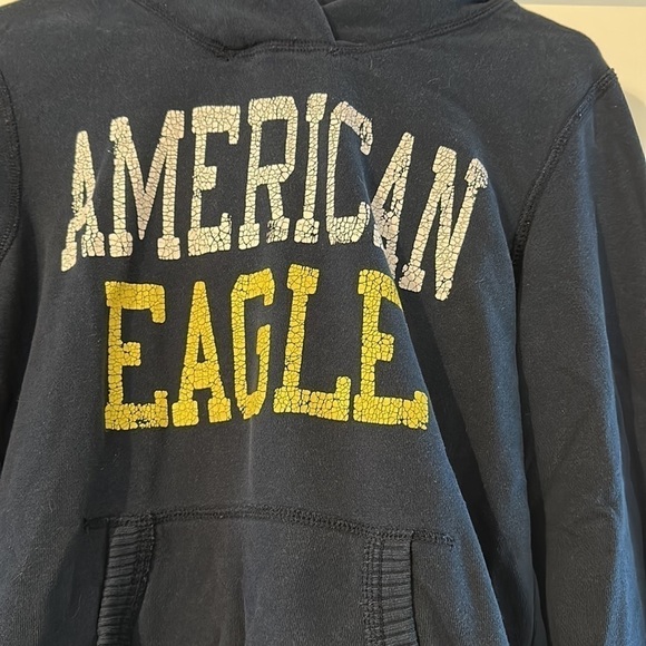 VINTAGE AMERICAN EAGLE navy blue hooded sweatshirt! - Picture 2 of 3